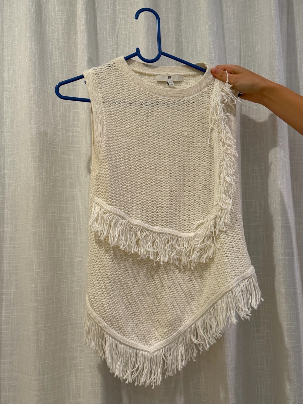 Banana Republic Ivory Knit Fringe Tank Top